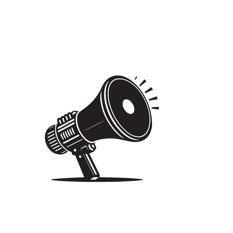Hand mike silhouette. Advertisement mike icon, announcement icon, hand mike logo. vector