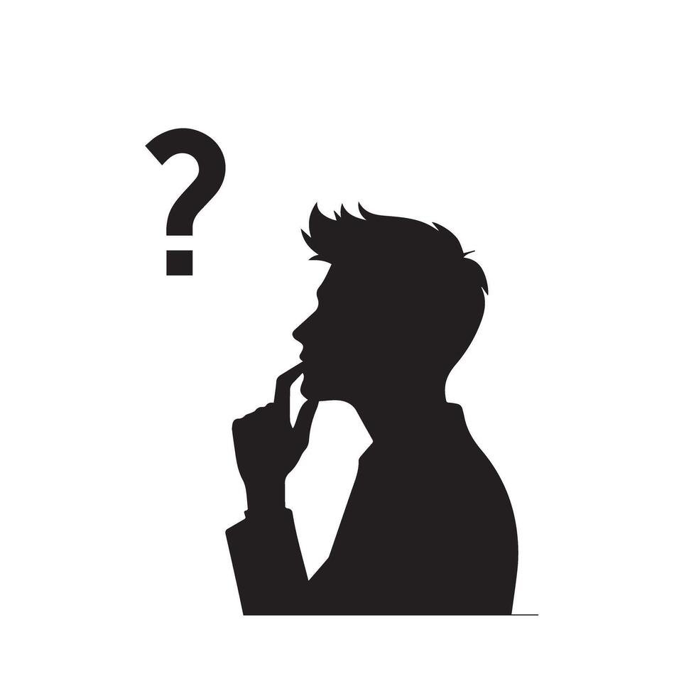 Businessman thinking silhouette. Silhouette of a young businessman thinking. Businessman thinking logo, Businessman thinking logo. vector