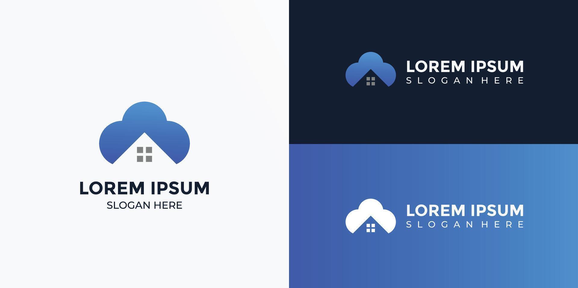 cloud logo combination with house vector