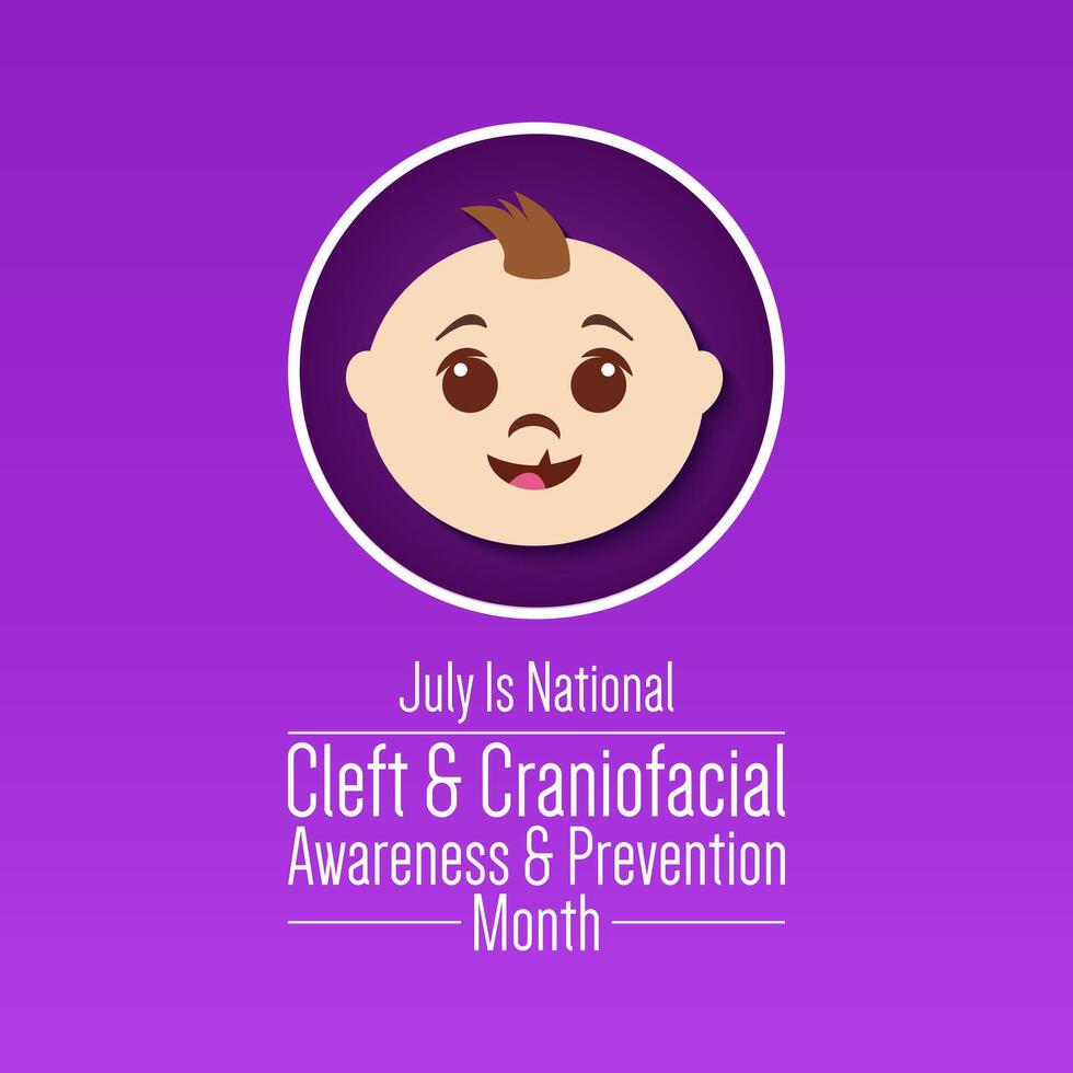 National Cleft and Craniofacial awareness and prevention month is observed every year in July. Banner poster, flyer and background design. illustration vector
