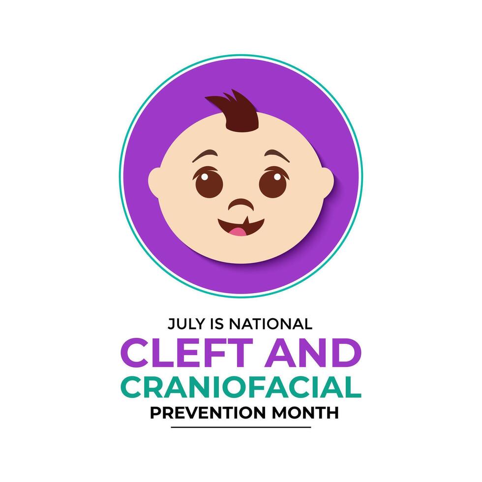 National Cleft and Craniofacial awareness and prevention month is observed every year in July. Banner poster, flyer and background design. illustration vector