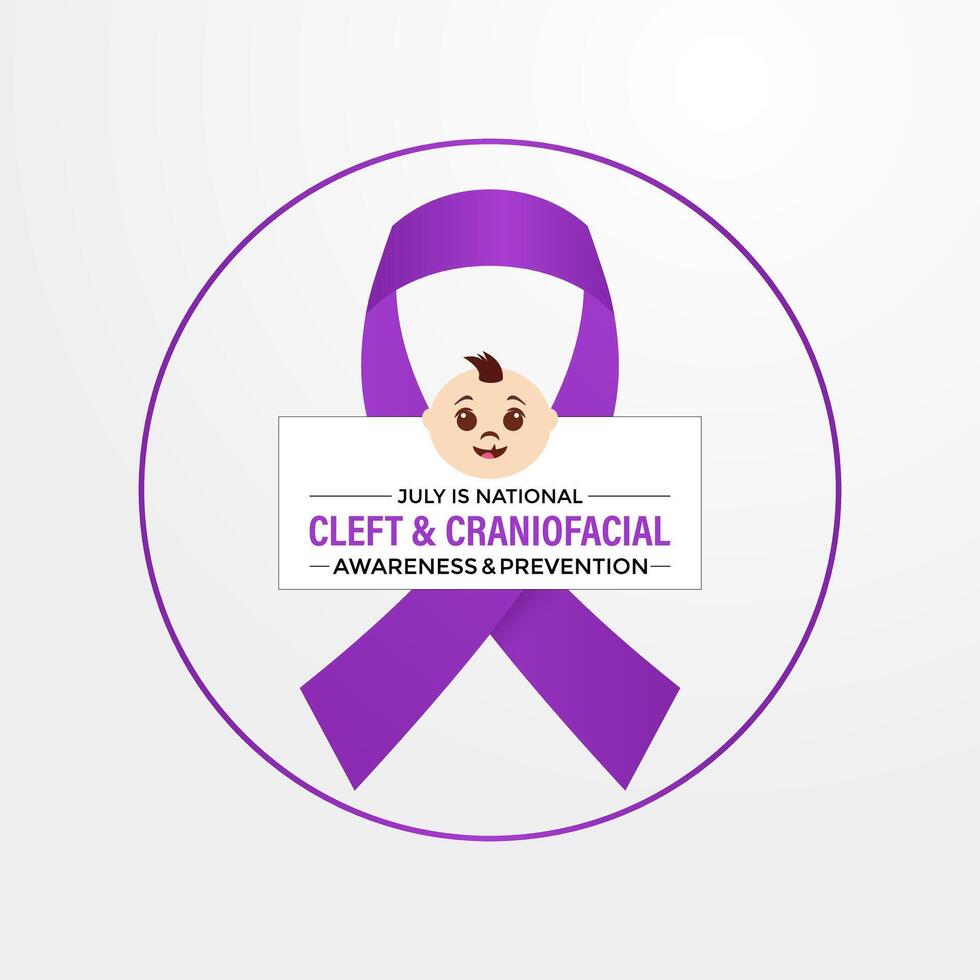 National Cleft and Craniofacial awareness and prevention month is observed every year in July. Banner poster, flyer and background design. illustration vector