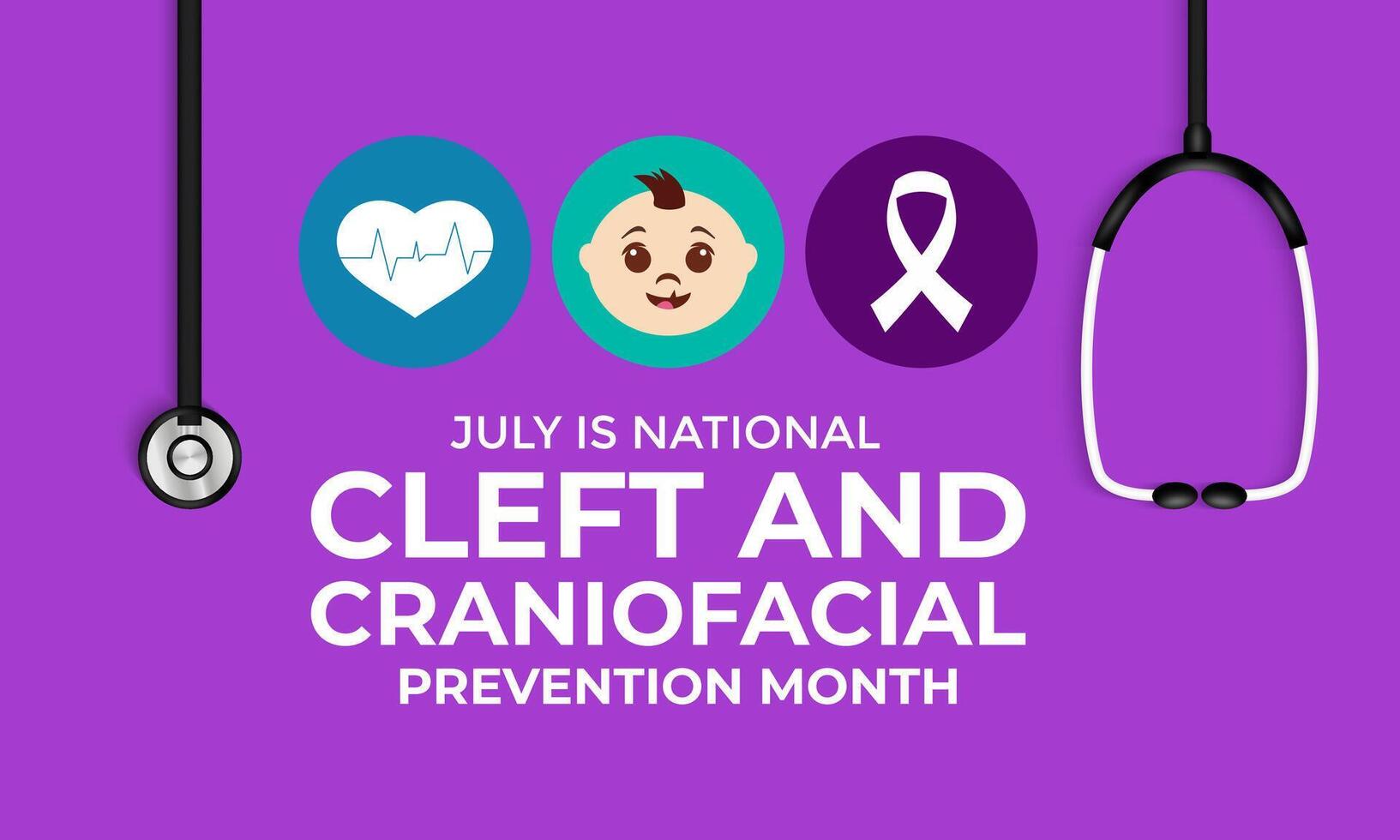 National Cleft and Craniofacial awareness and prevention month is observed every year in July. Banner poster, flyer and background design. illustration vector