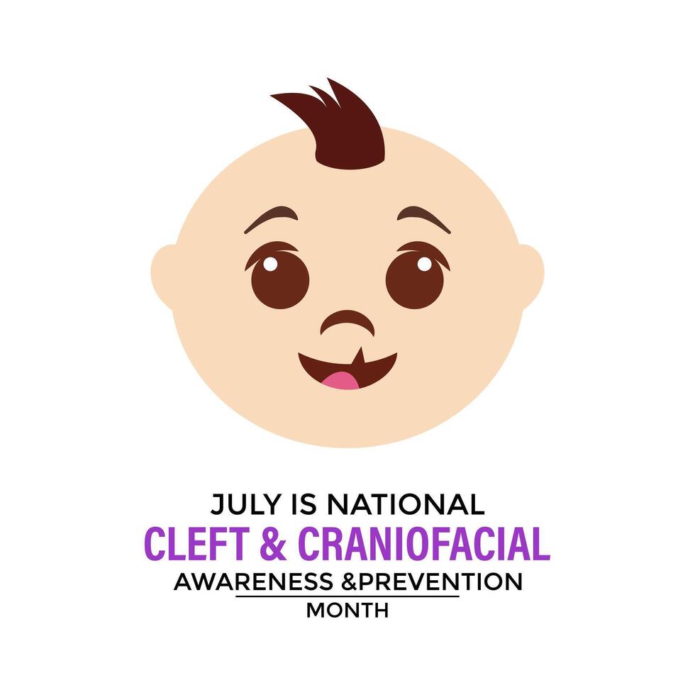 National Cleft and Craniofacial awareness and prevention month is observed every year in July. Banner poster, flyer and background design. illustration vector