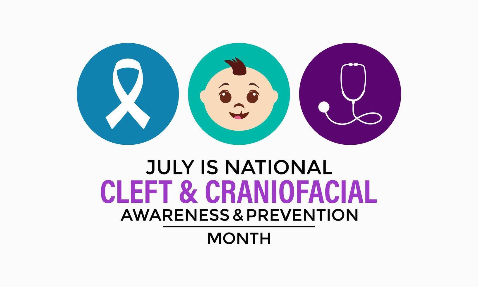 National Cleft and Craniofacial awareness and prevention month is observed every year in July. Banner poster, flyer and background design. illustration vector