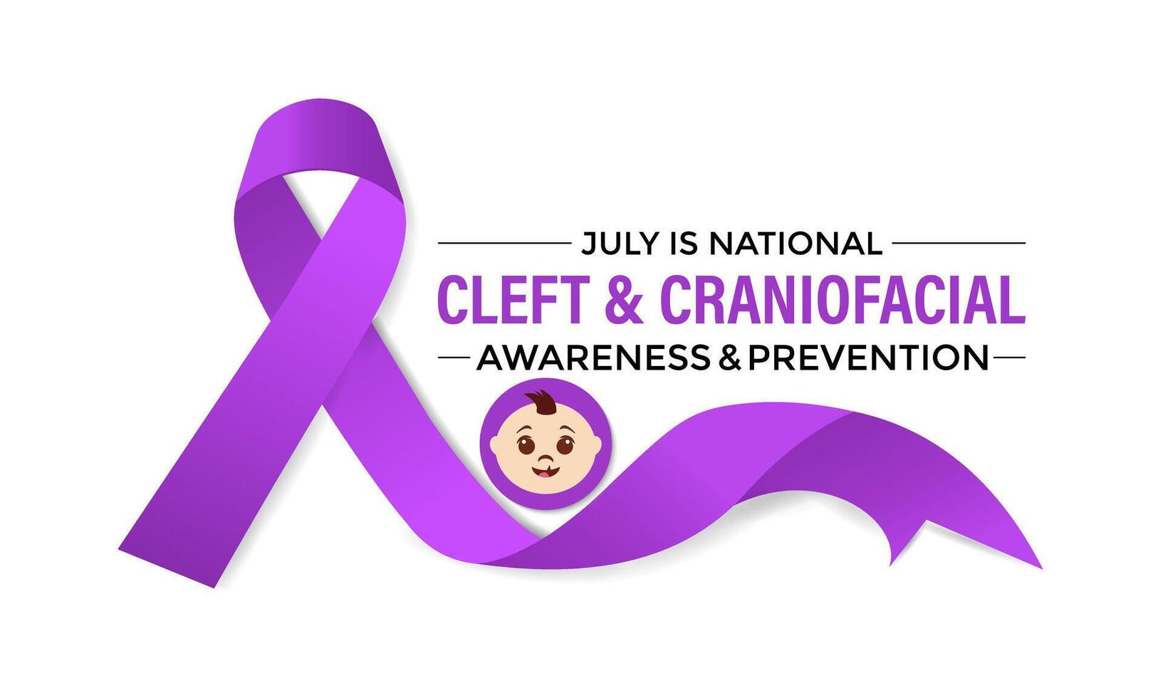 National Cleft and Craniofacial awareness and prevention month is observed every year in July. Banner poster, flyer and background design. illustration vector