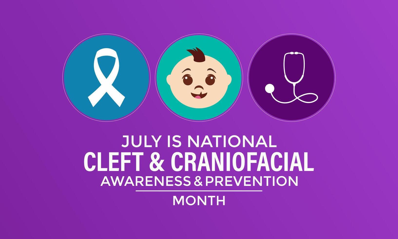 National Cleft and Craniofacial awareness and prevention month is observed every year in July. Banner poster, flyer and background design. illustration vector