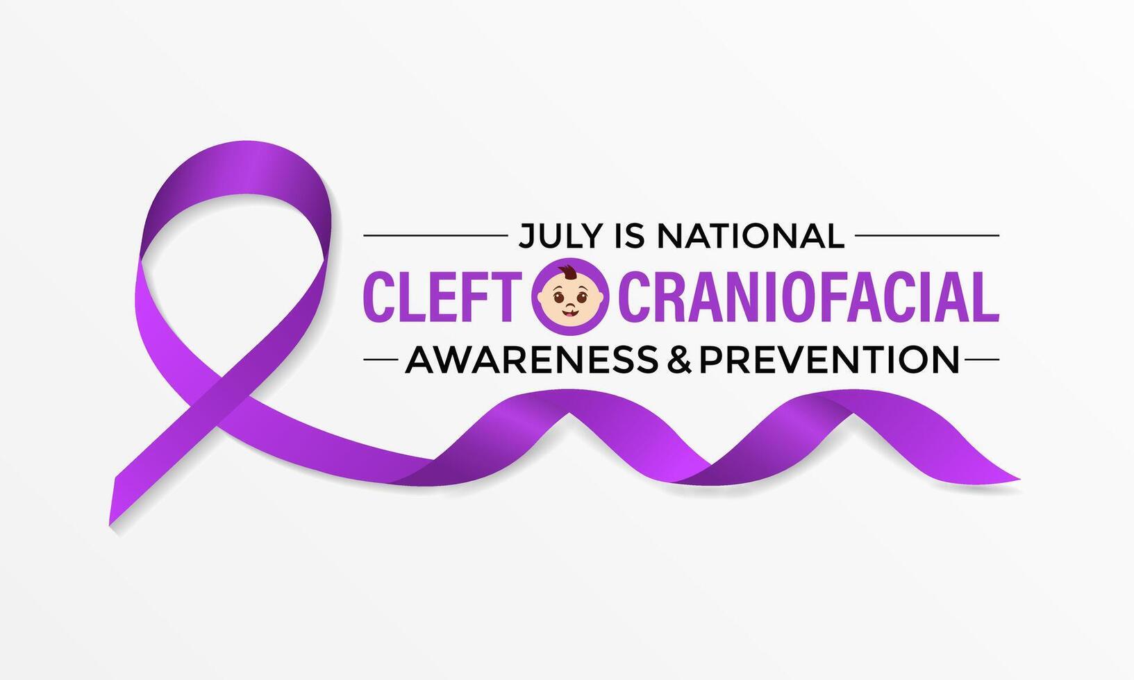 National Cleft and Craniofacial awareness and prevention month is observed every year in July. Banner poster, flyer and background design. illustration vector