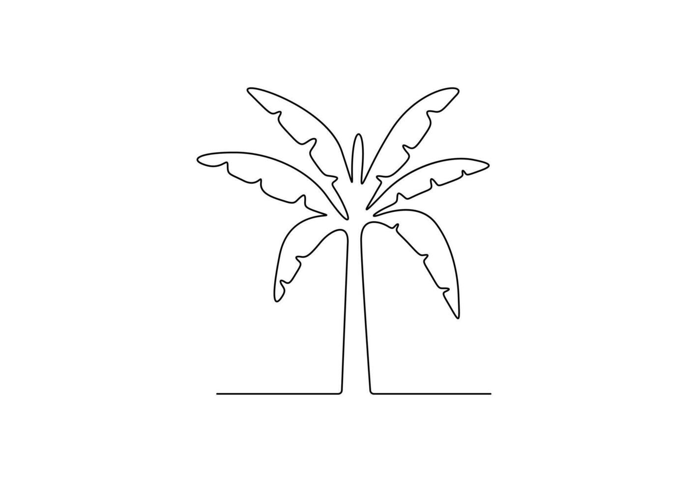 Banana tree in one continuous line drawing digital illustration vector