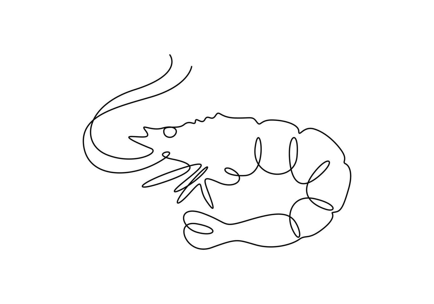 Shrimp in one continuous line drawing of premium illustration vector