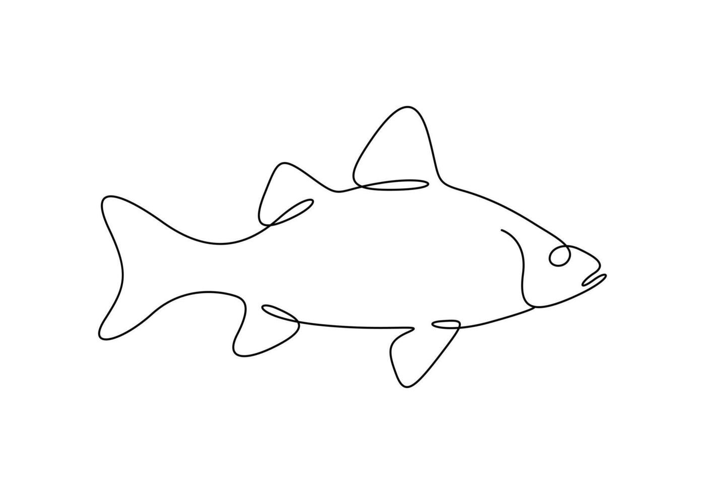 White bass fish in one continuous line drawing premium illustration vector