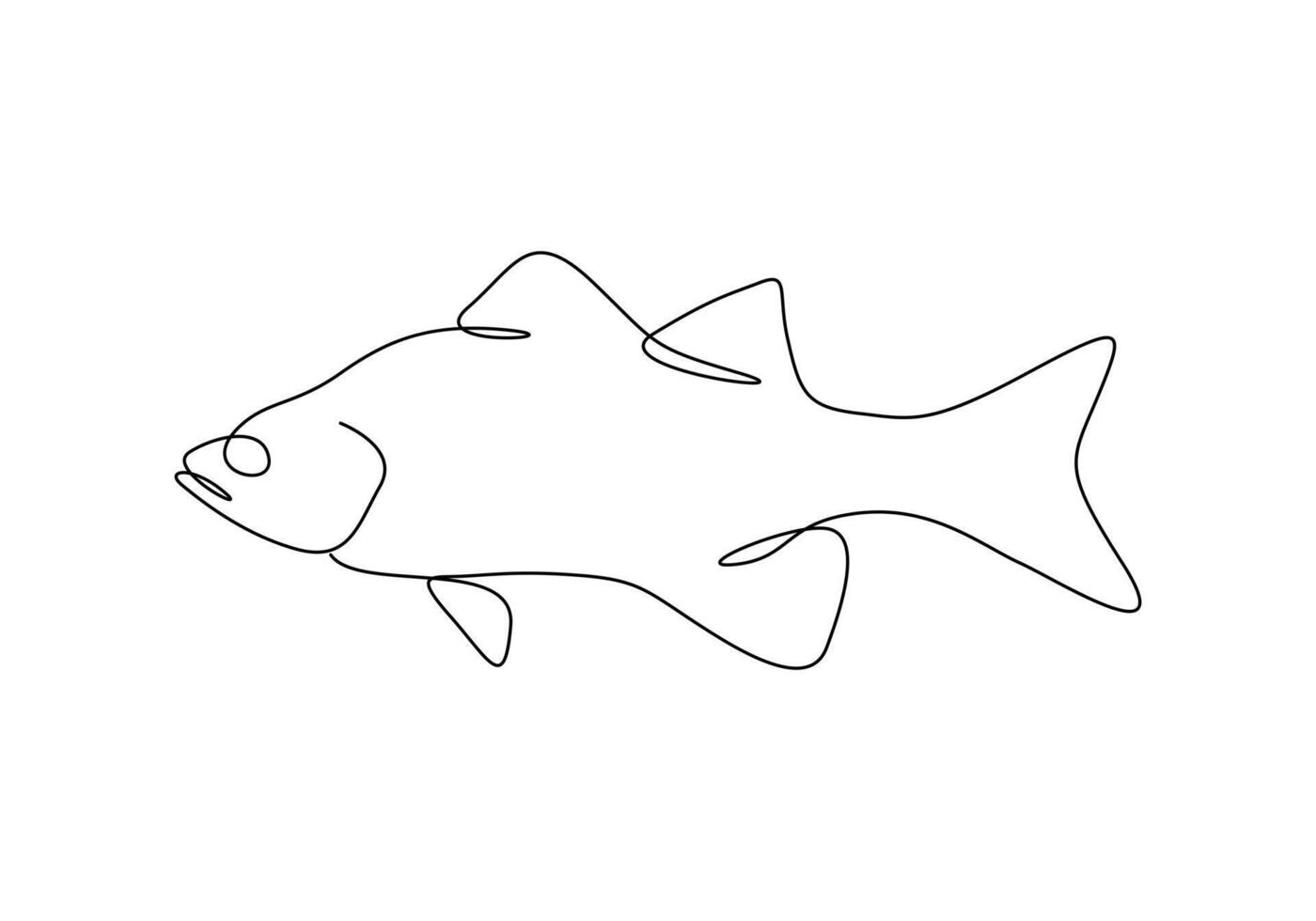 White bass fish in one continuous line drawing premium illustration vector