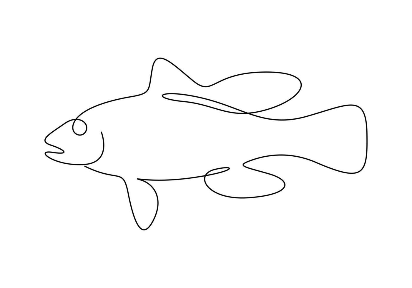 White bass fish in one continuous line drawing premium illustration vector