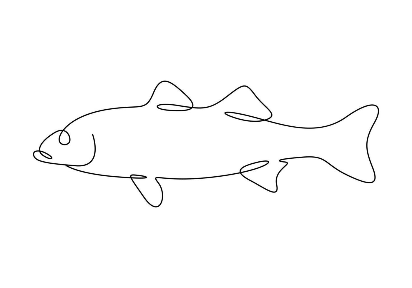 White bass fish in one continuous line drawing premium illustration vector