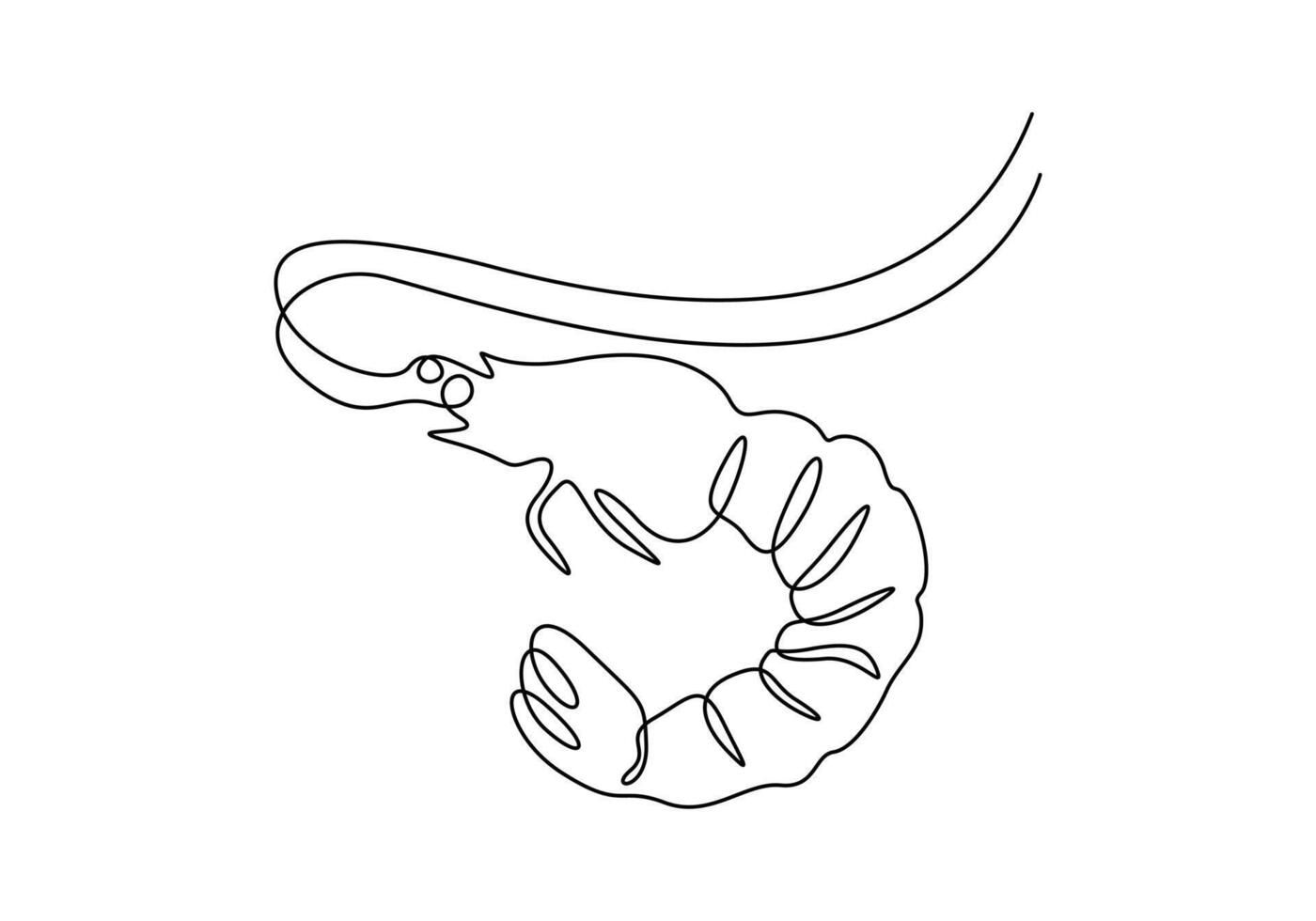 Shrimp in one continuous line drawing of premium illustration vector