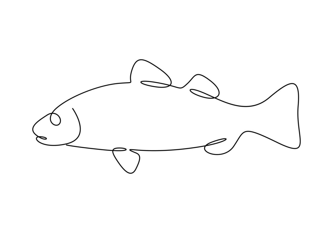 White bass fish in one continuous line drawing premium illustration vector