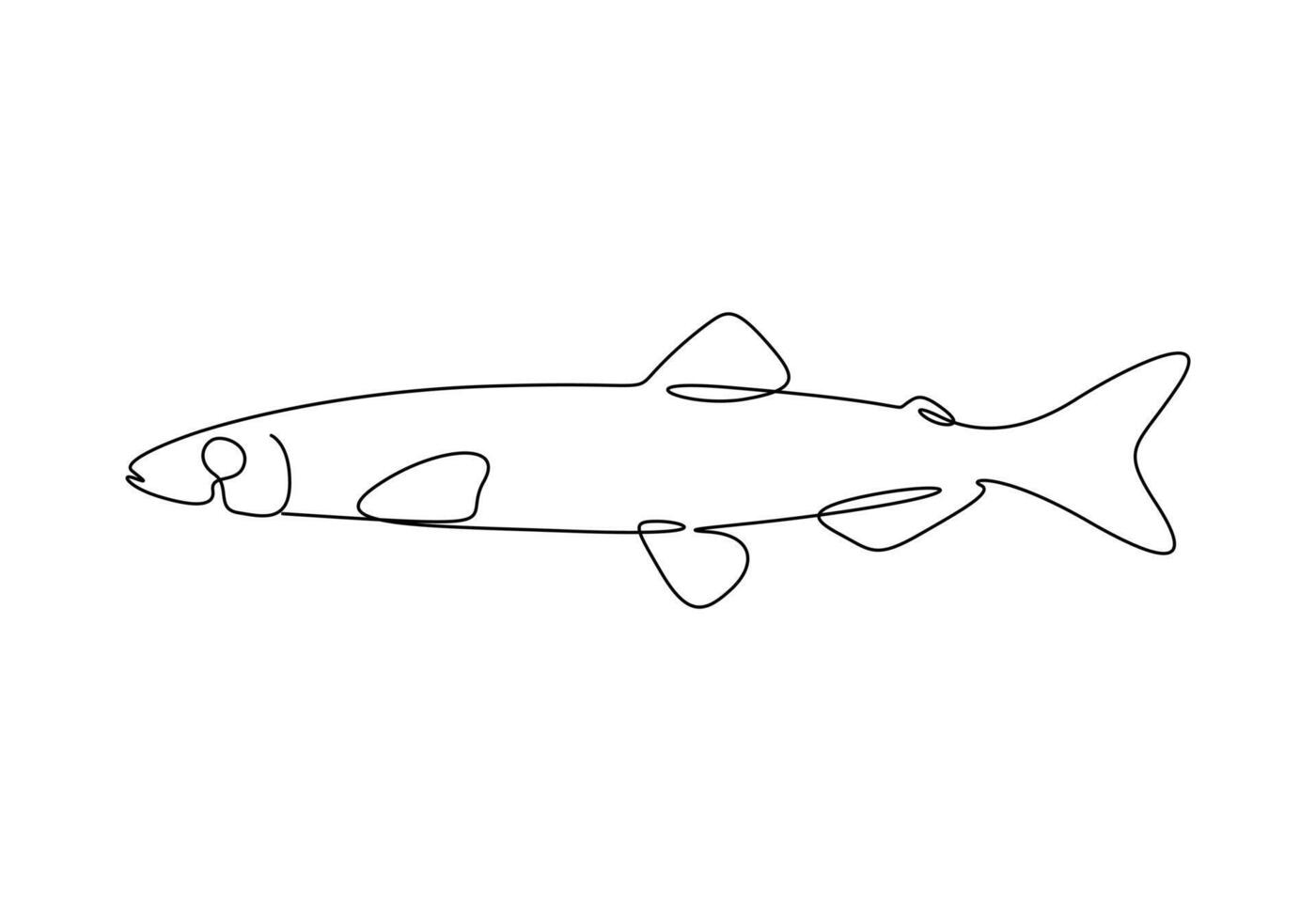 Capelin fish in one continuous line drawing pro illustration vector