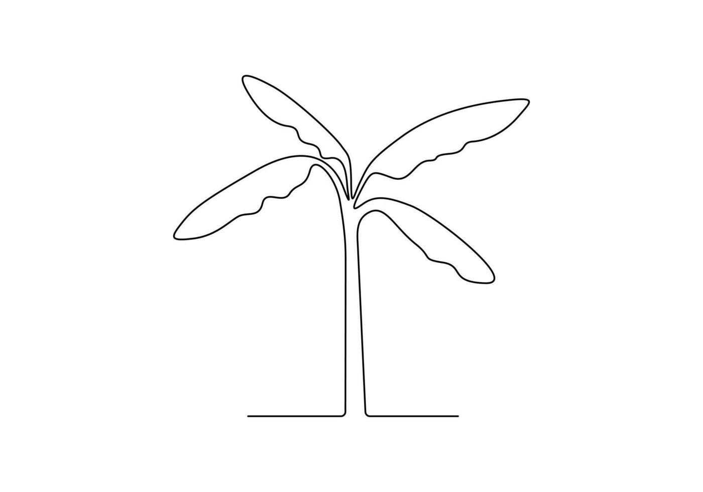 Banana tree in one continuous line drawing digital illustration vector
