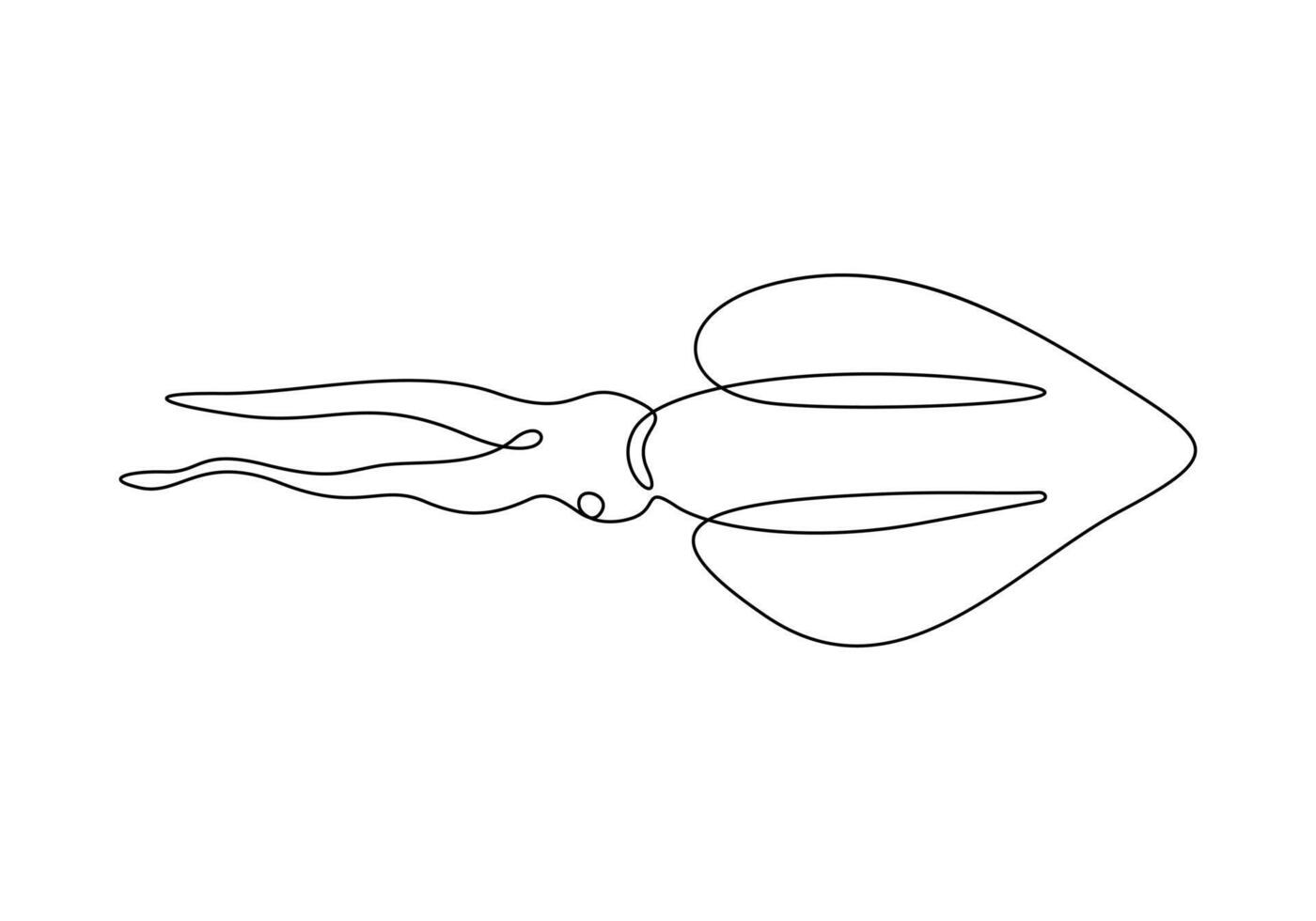 Squid fish in one continuous line drawing pro illustration vector