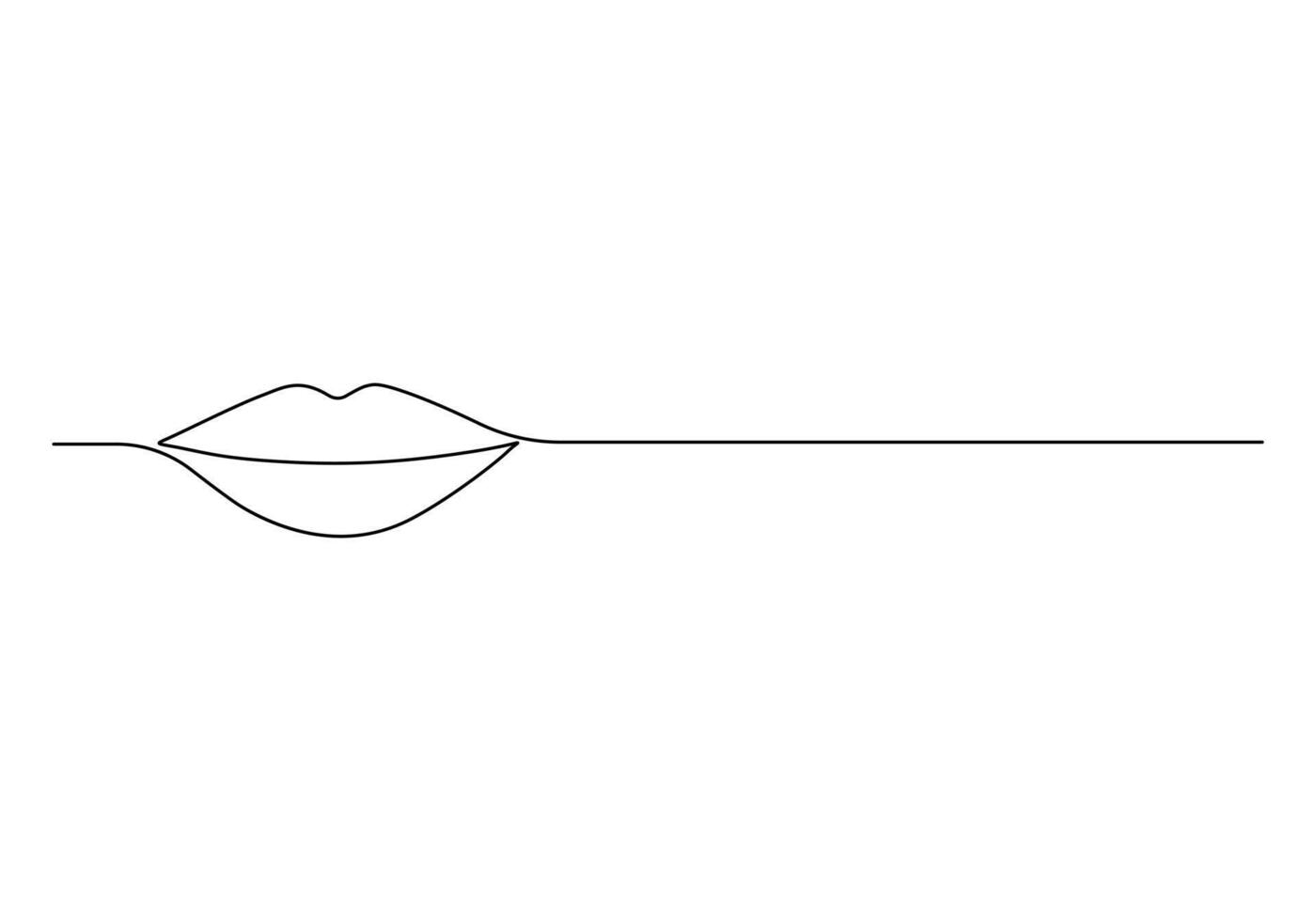 Woman lips continuous one line drawing digital illustration vector