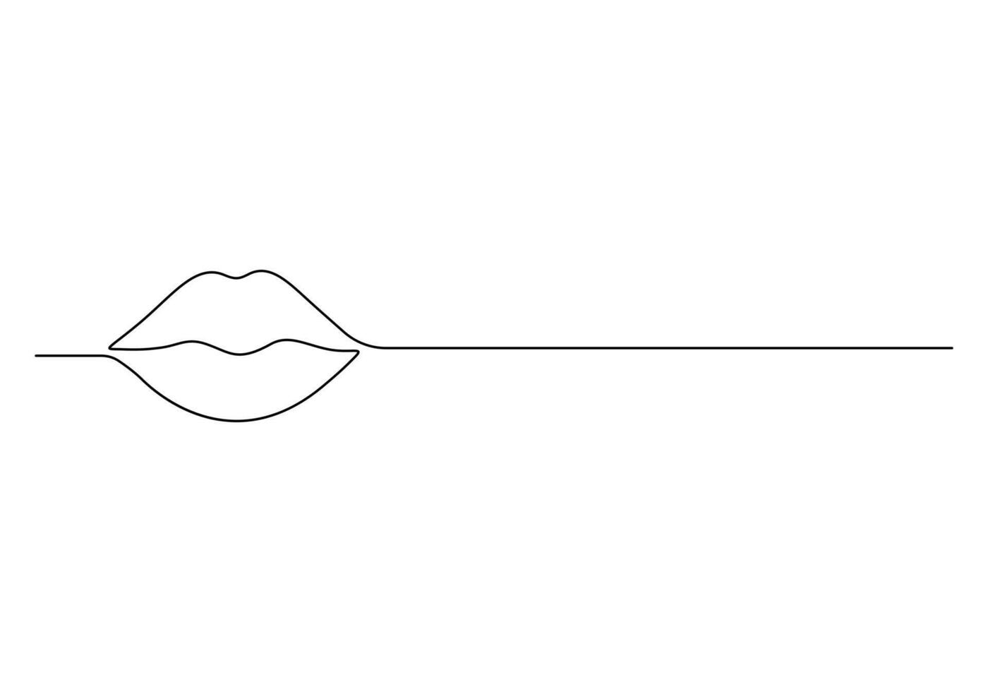 Woman lips continuous one line drawing digital illustration vector