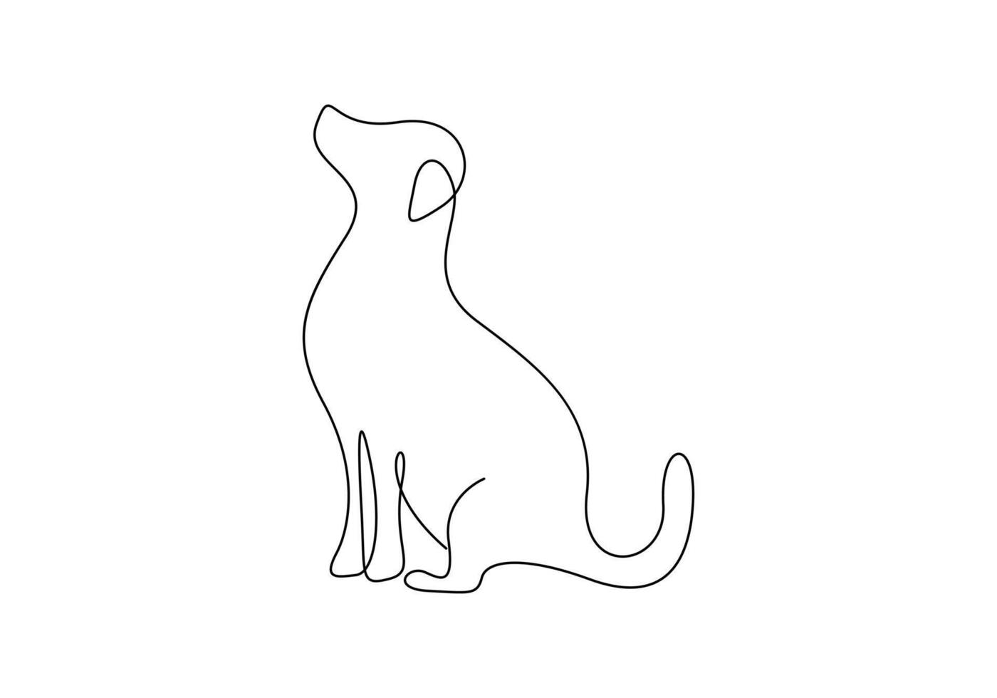 Dog continuous one line drawing of digital illustration vector