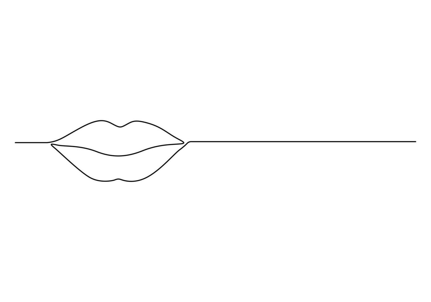 Woman lips continuous one line drawing digital illustration vector