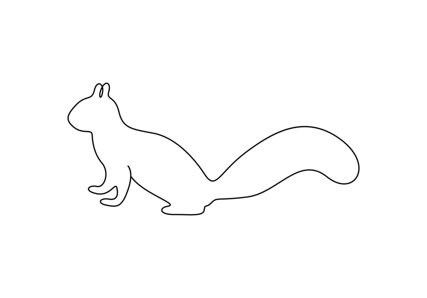 Squirrel continuous one line drawing of digital illustration vector