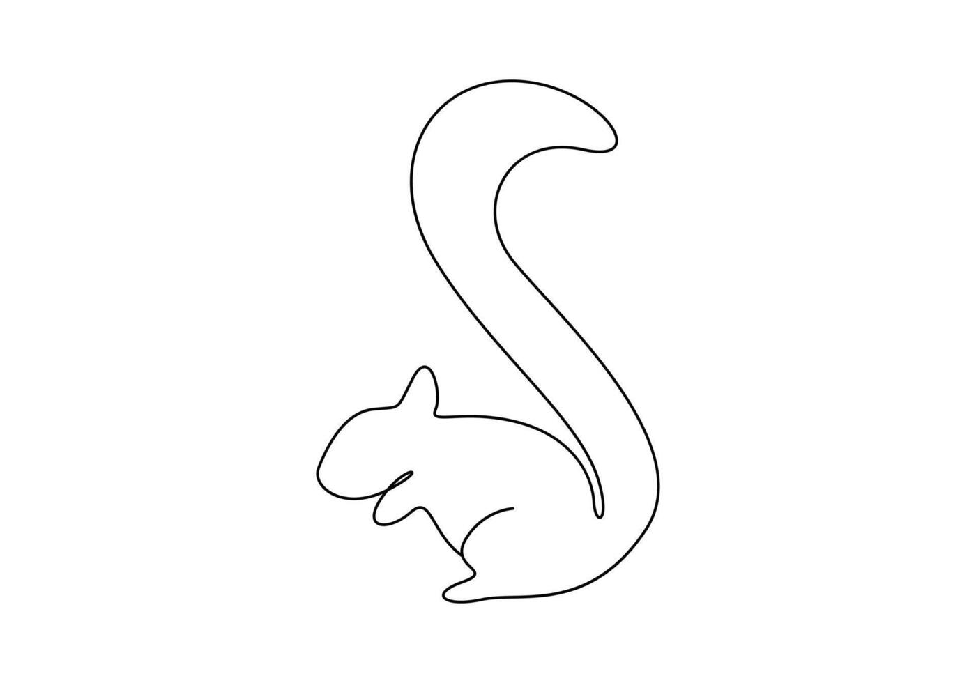 Squirrel continuous one line drawing of digital illustration vector