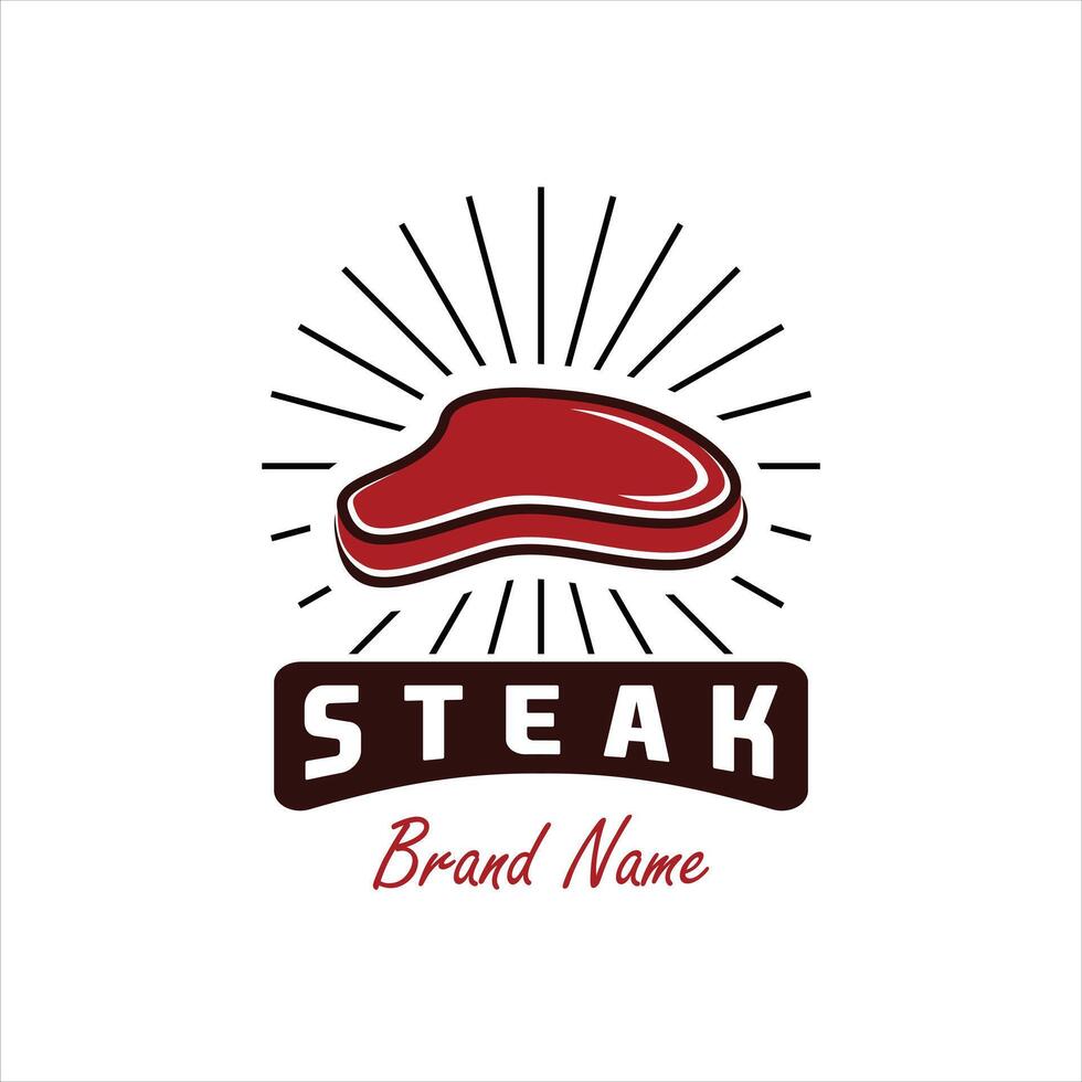 Steak grill icon, barbecue meat on fork and fire flames, steakhouse restaurant sign. vector