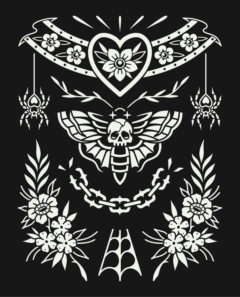Tattoo flash design vector