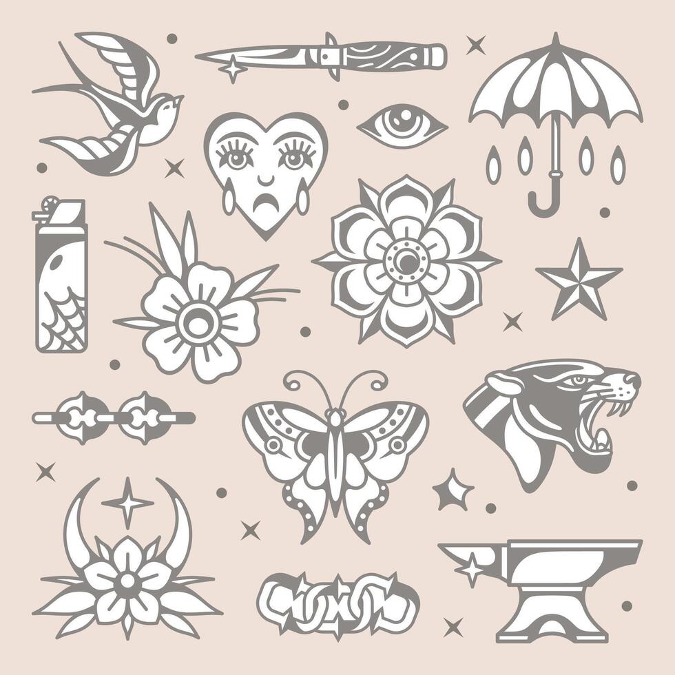 Tattoo flash collective vector