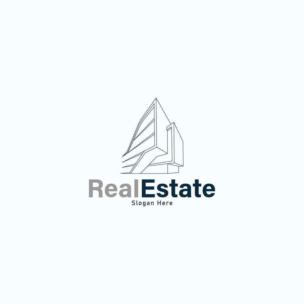 line art style real estate logo design template vector