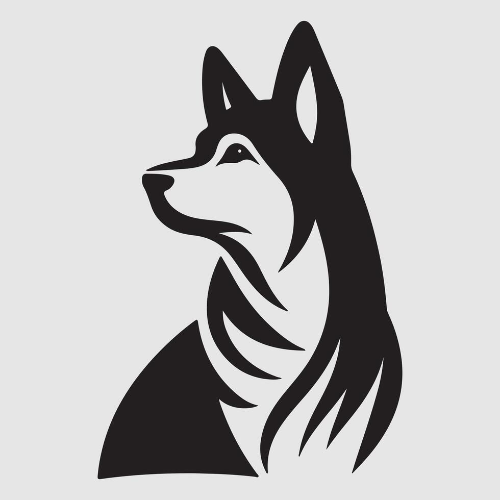 Silhouette of a dog with a minimalist design and white background vector