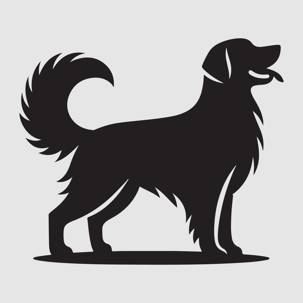 Silhouette of a dog with a minimalist design and white background vector