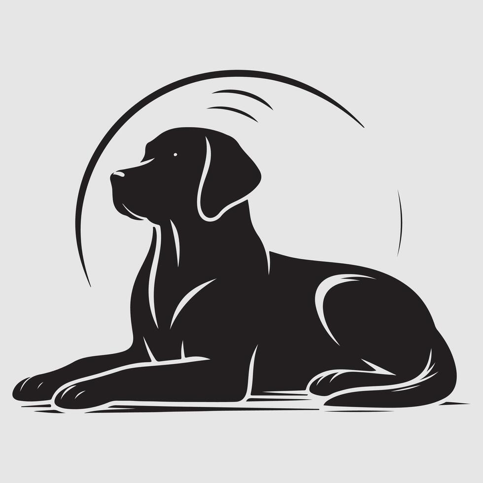 Silhouette of a dog with a minimalist design and white background vector