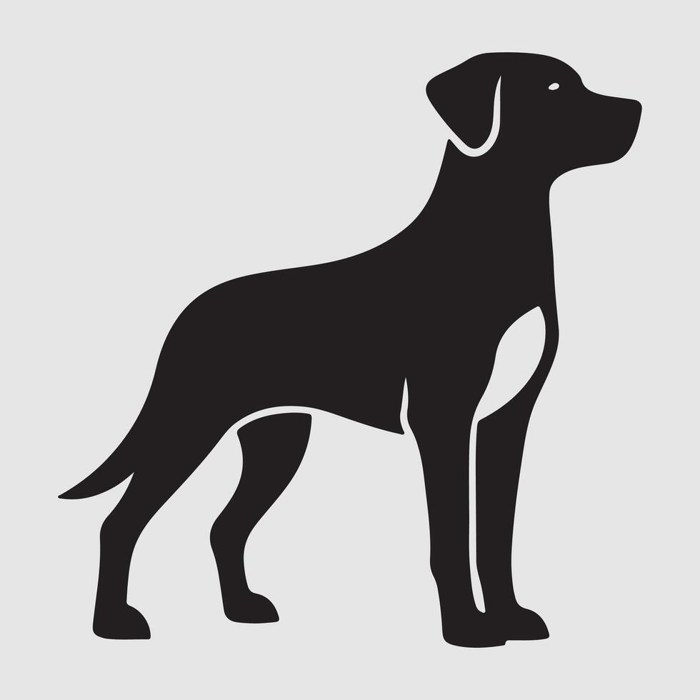 Silhouette of a dog with a minimalist design and white background vector