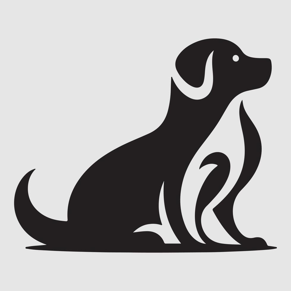 Silhouette of a dog with a minimalist design and white background vector
