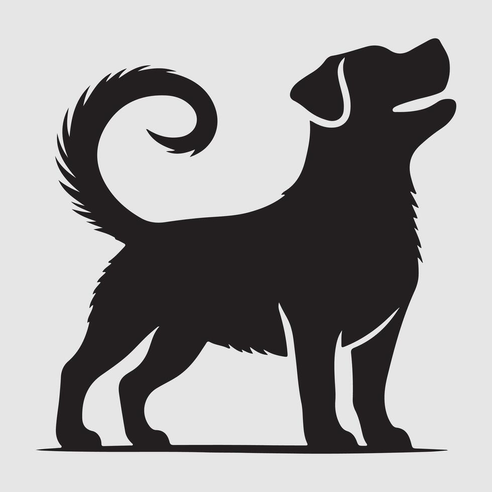 Silhouette of a dog with a minimalist design and white background vector