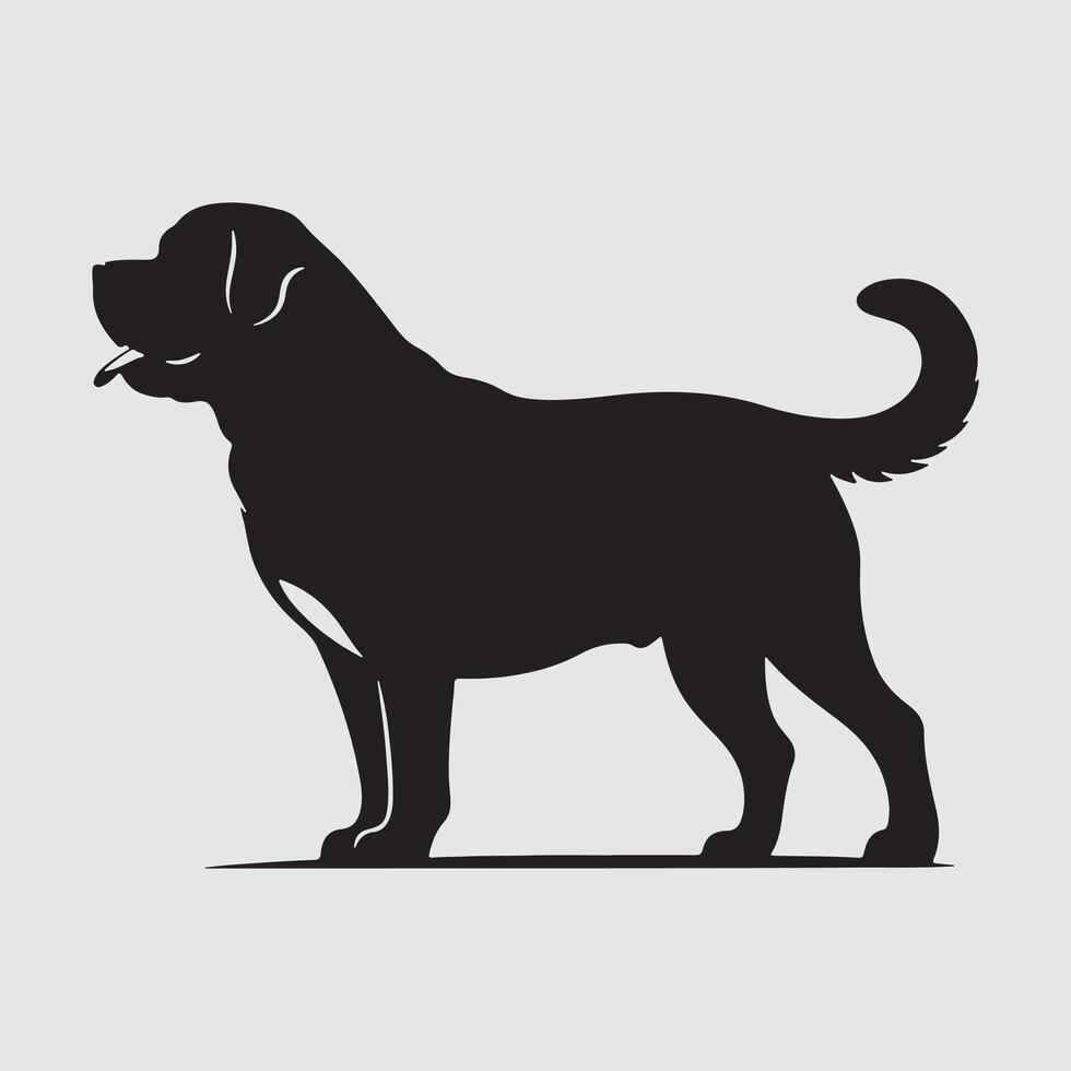 Silhouette of a dog with a minimalist design and white background vector