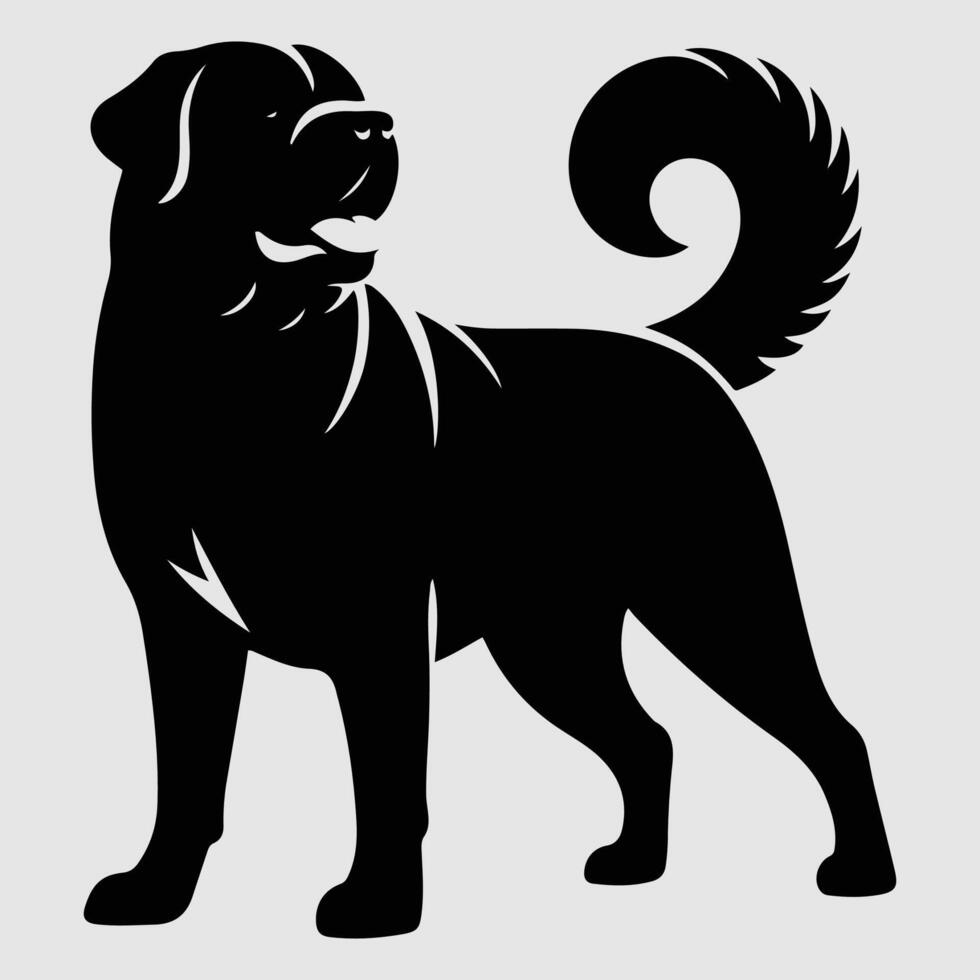 Silhouette of a dog with a minimalist design and white background vector