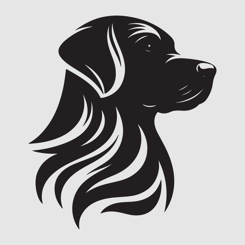 Silhouette of a dog with a minimalist design and white background vector