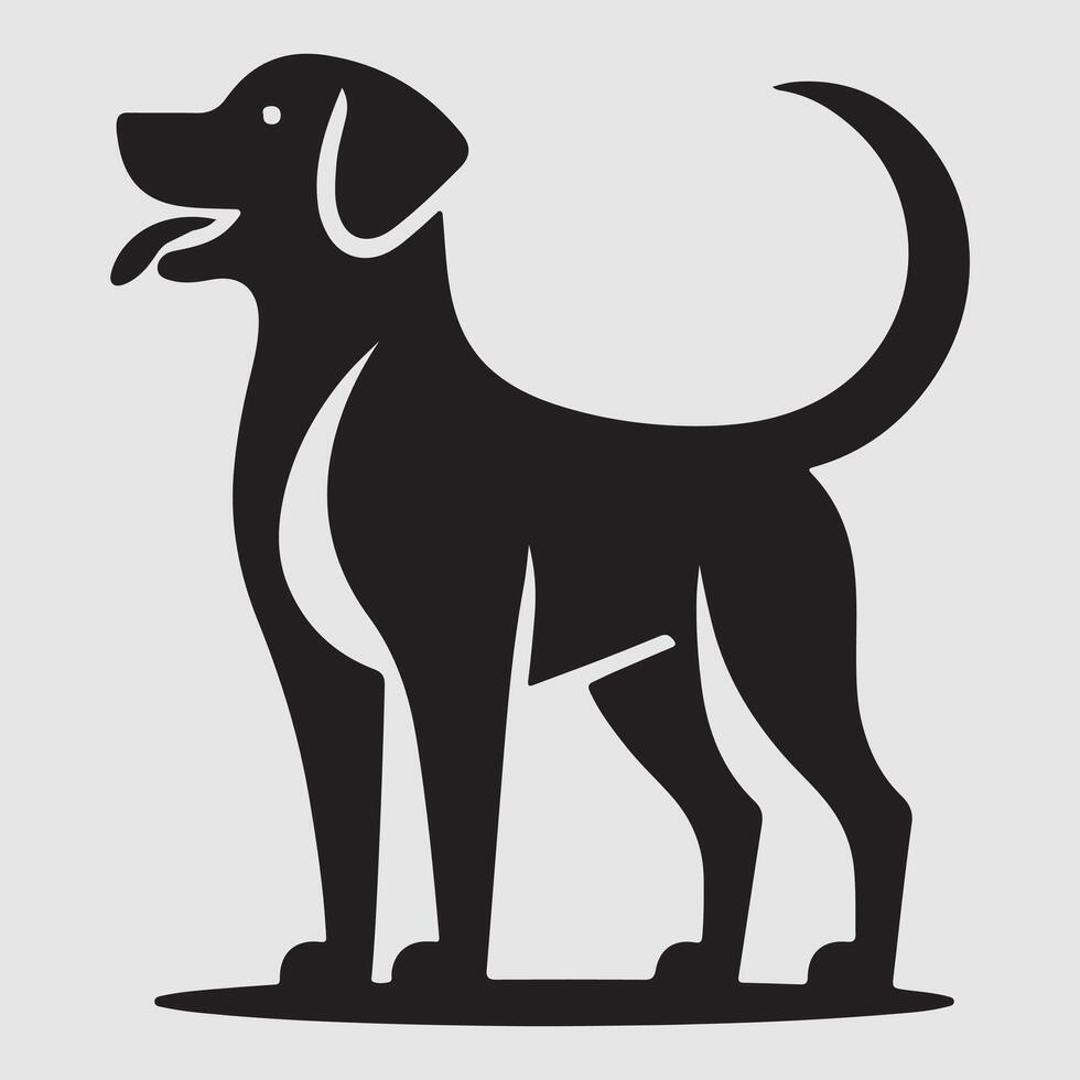 Silhouette of a dog with a minimalist design and white background vector