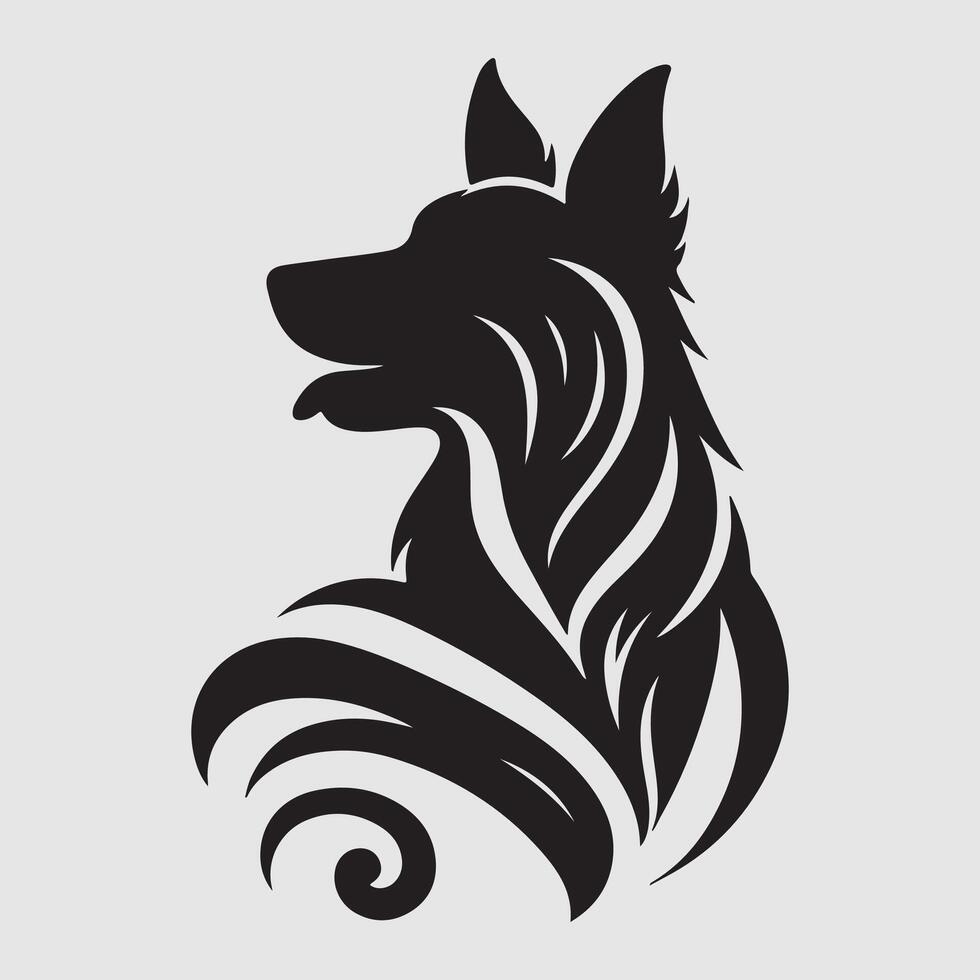 Silhouette of a dog with a minimalist design and white background vector