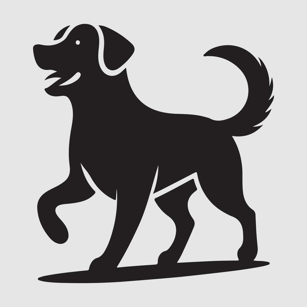 Silhouette of a dog with a minimalist design and white background vector