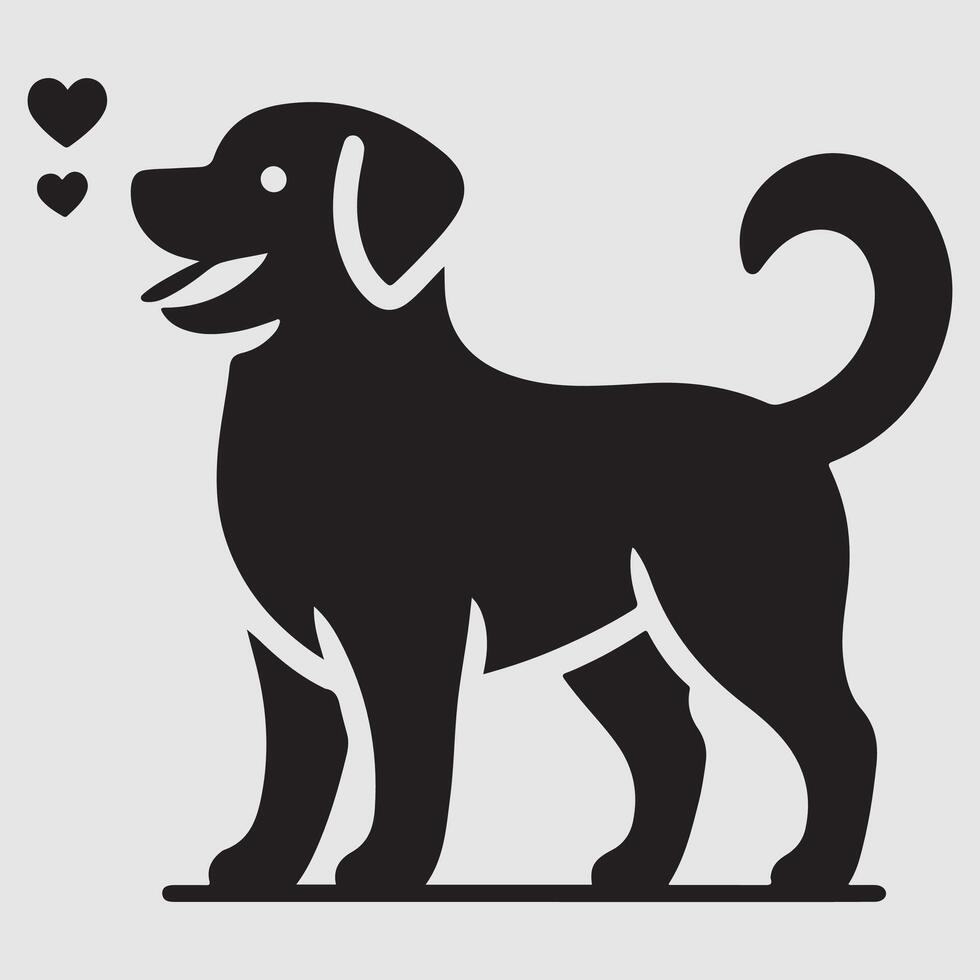 Silhouette of a dog with a minimalist design and white background vector
