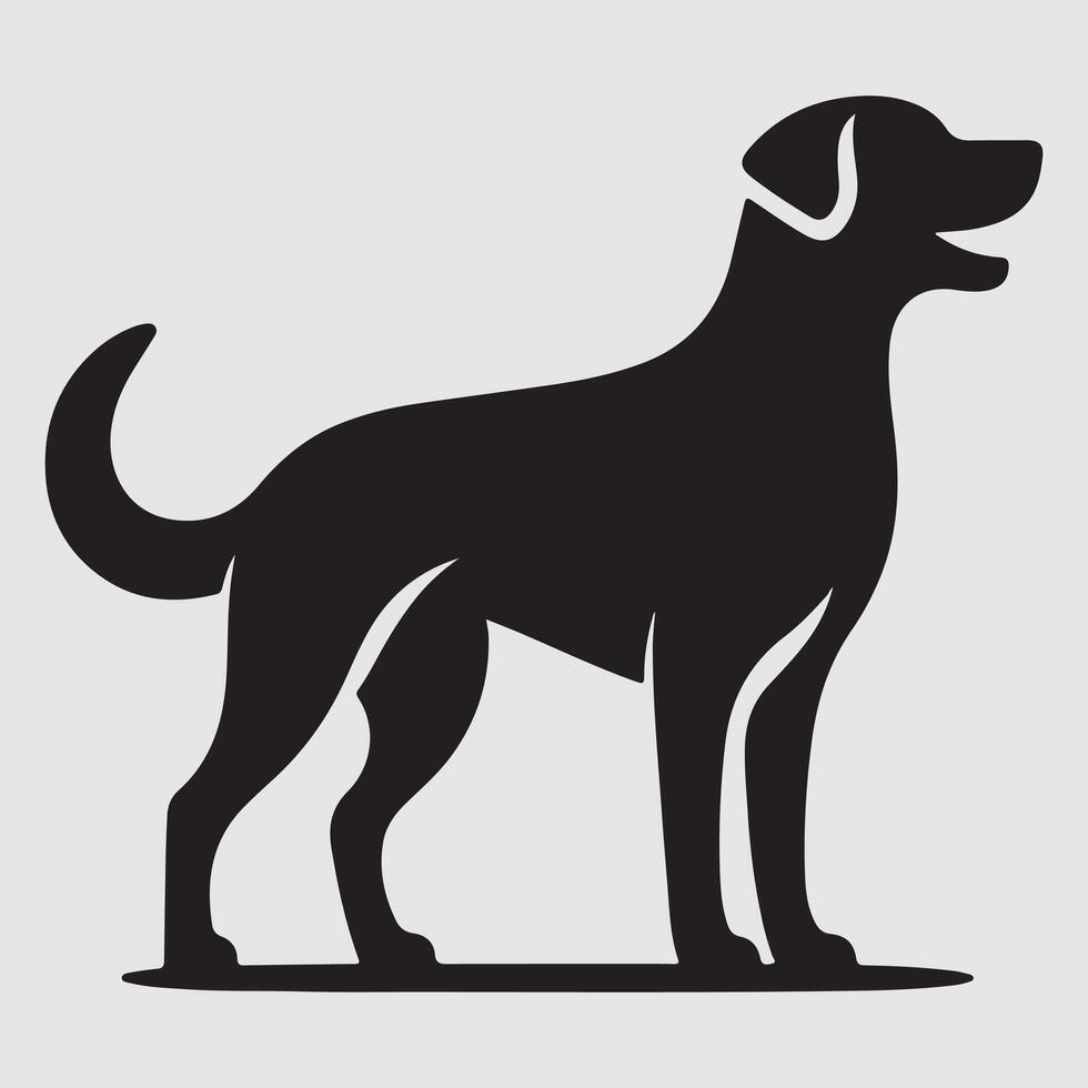 Silhouette of a dog with a minimalist design and white background vector