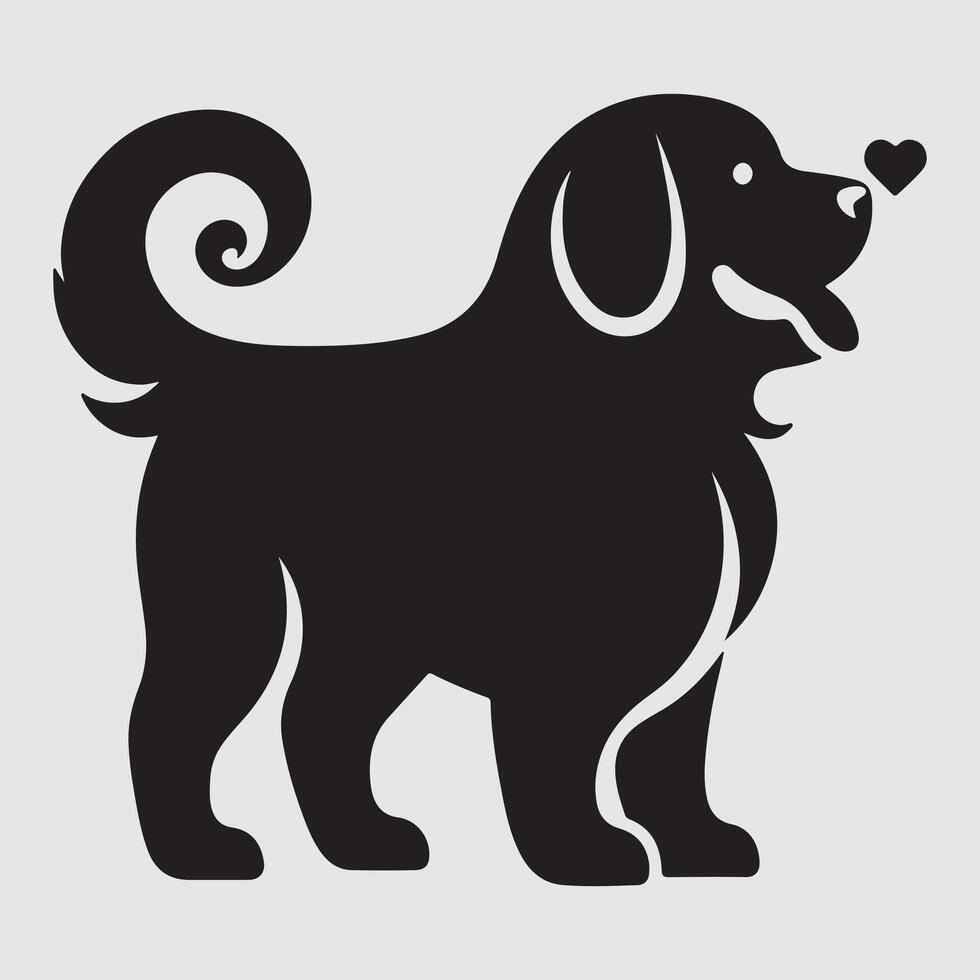 Silhouette of a dog with a minimalist design and white background vector