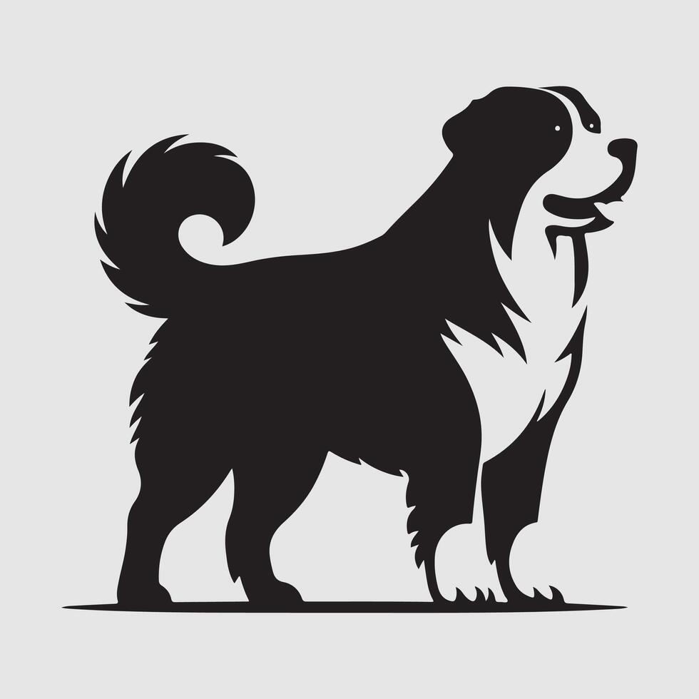 Silhouette of a dog with a minimalist design and white background vector