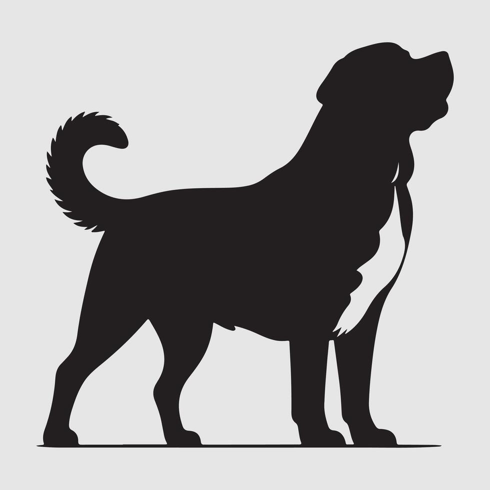 Silhouette of a dog with a minimalist design and white background vector